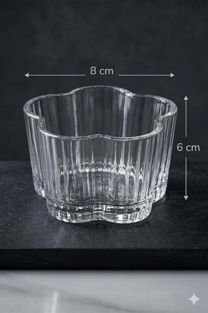 Lexroo Daisy Cam Tatlı, Dondurma, Magnolya Sunum Kasesi/Kahvaltılık Kasesi/Çerezlik Seti 6'lı 240 ml