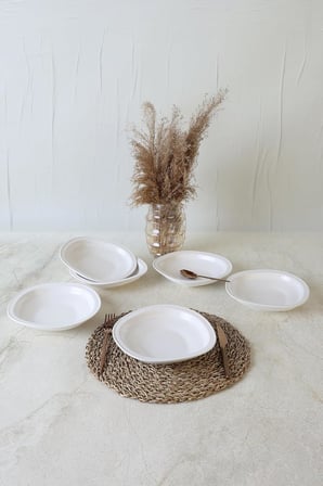 Lexroo Beyaz Bloom Yemek Tabağı 24 Cm 6 Adet 006