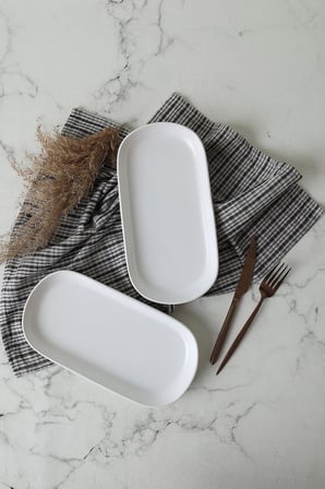 Lexroo Beyaz Noyan Kayık Tabak 28 Cm 2 Adet 006