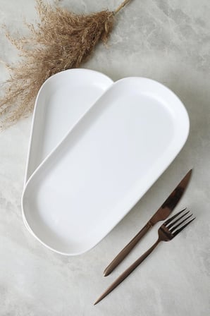 Lexroo Beyaz Noyan Kayık Tabak 28 Cm 2 Adet 006