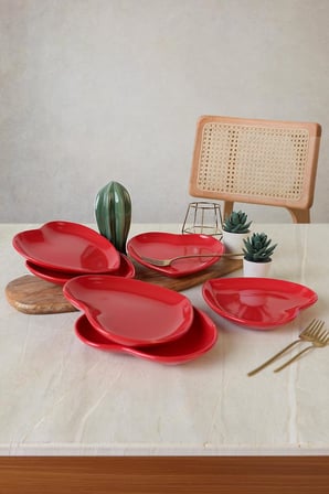 Lexroo Kırmızı Kalp Pasta Tabağı 20 Cm 6 Adet 506