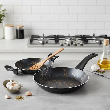 Lexroo Desert Eco 2'li Kahvaltı Seti - İzmir Desenli 20 cm Sahan ve 24 cm Tava Yanmaz Yapışmaz Takım