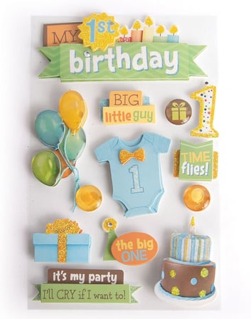 Lexroo 3D Çıkartmalar 4.5"x8.5"-1st Birthdayy-Boy