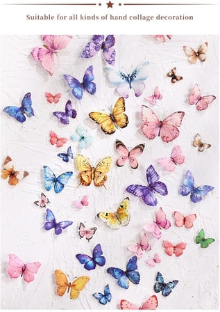 Lexroo Craft 6 Sayfa 114 Adet Şeffaf Pembe Kelebek Sticker Bullet Journal Scrapbook Laptop Ajanda