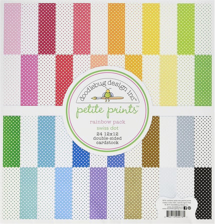 Lexroo Dooblebug Petite İsviçre Puantiyeli Tonkartons 12 inç x 12 inç 2 Rainbow