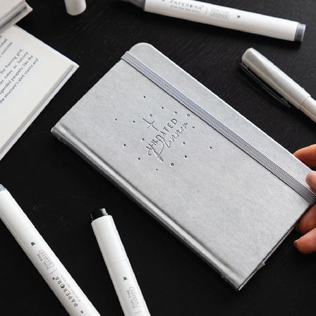 Lexroo Charmlı Süresiz Haftalık Planlayıcı Cep Ajanda 9x17 cm Metalik Gümüş