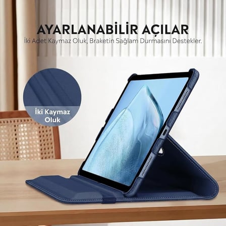 Lexroo iPad Yatay ve Dikey Standlı 360 Derece Döner Tablet Kılıfı