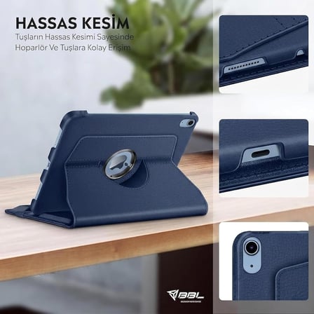 Lexroo iPad Yatay ve Dikey Standlı 360 Derece Döner Tablet Kılıfı