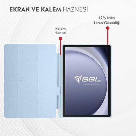 Lexroo iPad ile Uyumlu Kalem Bölmeli Trifolding Cover Tablet Kılıf Katlanabilir Standlı Otomatik