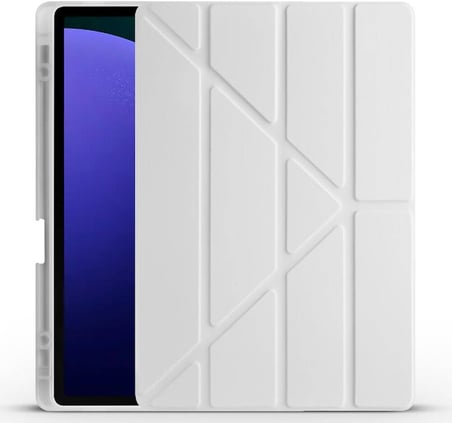 Lexroo Galaxy ile uyumlu Tab S10 Plus Kılıf Tri Folding Kalem Bölmeli Standlı Kılıf Gri