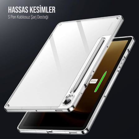 Lexroo Samsung Tablet Kılıf Şeffaf Silikon Arka Kapak (Galaxy Tab S9 FE/Galaxy Tab S9 X710)