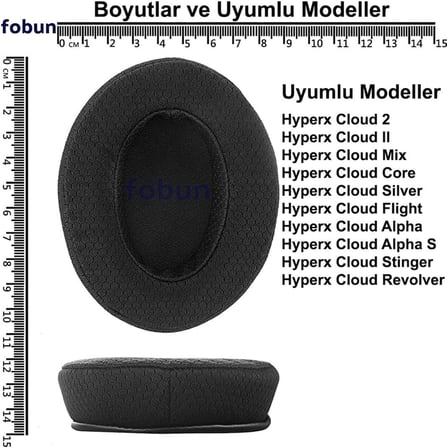 Lexroo Kingston Uyumlu Kulaklık Pedi ve Süngeri - Siyah Kumaş)