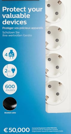 Lexroo SPN7040WA Akım Korumalı Priz 4'lü 600J 2m 3680W 16A