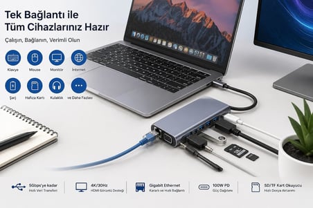 Lexroo DENSHİ 11'i 1 Arada USB-C HUB Type-C Çoklayıcı
