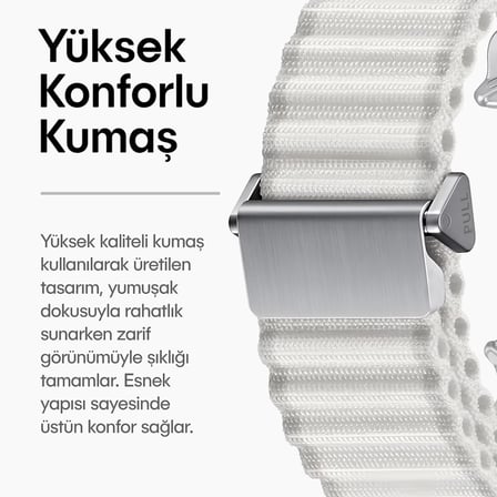 Lexroo Samsung Galaxy Watch Ultra 47mm ile Uyumlu Delikli Model Trail Loop Yumuşak ve Hafif Kumaş