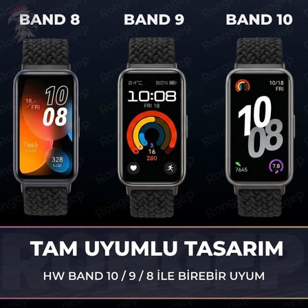 Lexroo Huawei Band 10-9-8 ile Uyumlu Örgü Loop Kordon Manyetik Tokalı Yumuşak ve Konforlu Huawei
