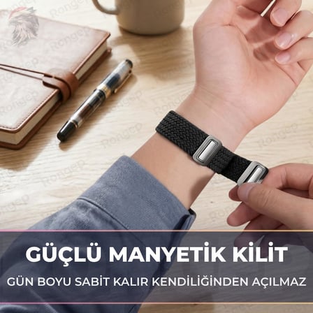 Lexroo Huawei Band 10-9-8 ile Uyumlu Örgü Loop Kordon Manyetik Tokalı Yumuşak ve Konforlu Huawei