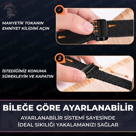Lexroo Huawei Band 10-9-8 ile Uyumlu Örgü Loop Kordon Manyetik Tokalı Yumuşak ve Konforlu Huawei