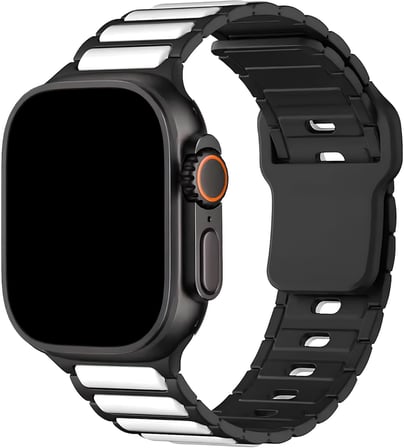 Lexroo Aple Watch 11 10 9 8 7 6 SE Ultra Uyumlu 42 44 45 46 49mm Çift Renk Bakla Desen Hibrit