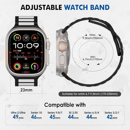 Lexroo Aple Watch 11 10 9 8 7 6 SE Ultra Uyumlu 42 44 45 46 49mm Çift Renk Bakla Desen Hibrit