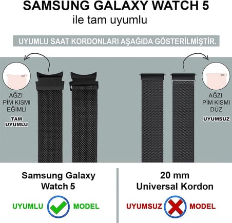 Lexroo Samsung Galaxy Watch 5 40mm Kordon Milano Loop Gümüş