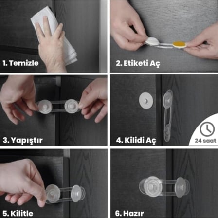 Lexroo 2'li Dolap ve Çekmece Güvenlik Kilidi
