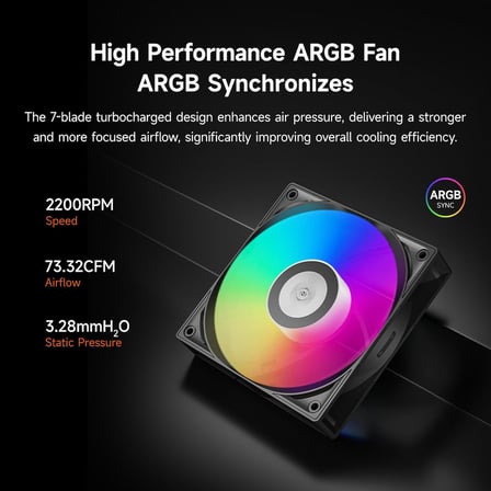 Lexroo RT720 TC ARGB BK CPU Hava Soğutucu, 7 Isı Borusu, Çift 120mm PWM Fan