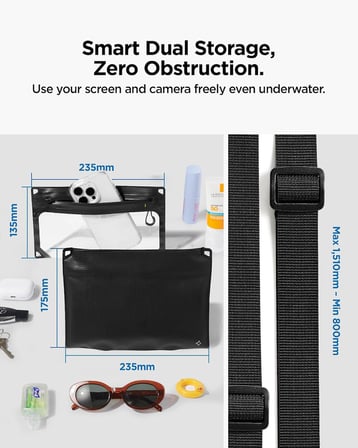Lexroo Aqua Shield WaterProof iPX8 Sertifikalı Su Geçirmez 2in1 Çapraz Bel Çantası + - AMP09746