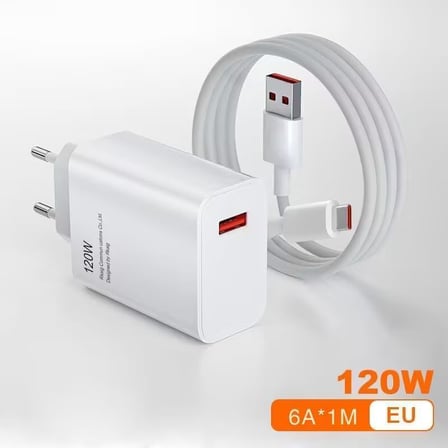 Lexroo 120W Watt Turbo Ultra Hızlı Şarj Aleti Seti Usb- Type-C Kablo ve Adaptör Şarj Seti Tüm