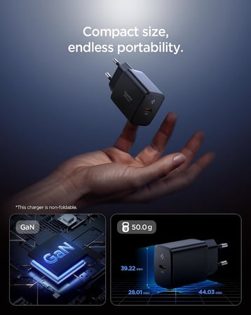 Lexroo 20W USB-C Mini Hızlı Şarj Aleti/Şarj Isısını Düşürür GaN Pro Akım Korumalı Güç - ACH09217