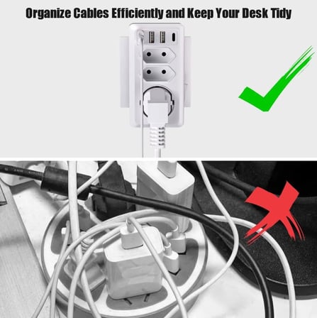 Lexroo 7'si 1 arada çoklu priz, USB priz, Type-C + 3 Usb'li Çoklu Priz