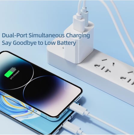 Lexroo QC Hızlı Şarj Fonksiyonlu Çift Bağlantı USB-A+USB-C 20W PD Şarj Adaptörü, Beyaz
