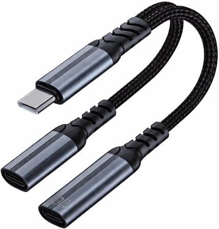 Lexroo Type-C to Type-C 2-in-1 Adaptör 100W Güç Çıkışı, Müzik Dinleme, Arama Yapma Destekli