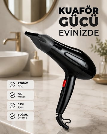Lexroo 2200W Profesyonel Fön Makinesi Difüzörlü Soğuk Üflemeli Çok Kademeli Isı ve Hız Ayarlı Saç
