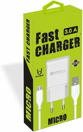 Lexroo Yetty Fast Charger 3.0 A Qualcomm Adaptör + 1m Micro USB Kablo Beyaz YT-40M (Yerli Üretim)