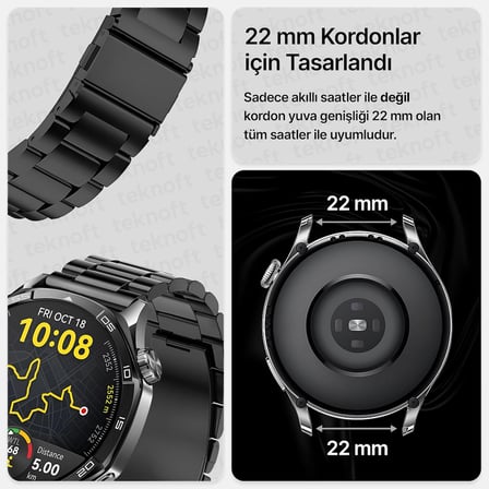 Lexroo 22mm ile Uyumlu Saatler için Paslanmaz Çelik 46mm Baklalı Kordon HUAWEI Watch