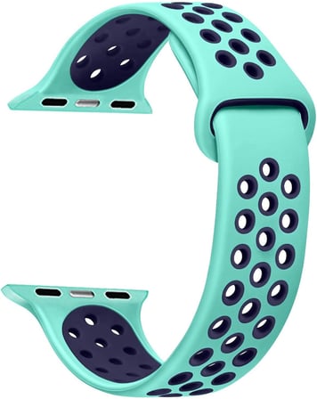 Lexroo 25978 Aple Watch Series 1 38mm Rainbow Sport Band için Kordon - Kayış - Yeşil Lacivert]
