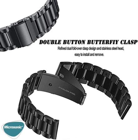 Lexroo Amazfit Cheetah Metal Stainless Steel Kordon ile Uyumlu Kordon, Akıllı Saat Kayışı)