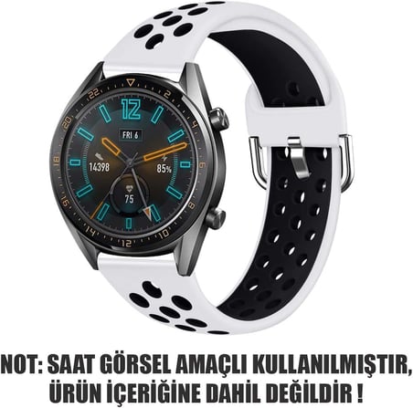 Lexroo Amazfit Pace 2 Stratos Rainbow Sport Band için Kordon Beyaz Siyah