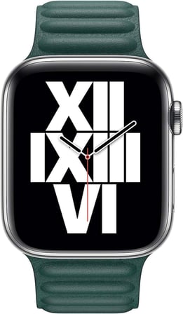 Lexroo Aple Watch Series 6 44mm için Kordon Leather Link Band Koyu Yeşil [Watch - Koyu Yeşil]