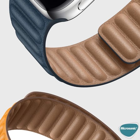 Lexroo Aple Watch Series 6 44mm için Kordon Leather Link Band Koyu Yeşil [Watch - Koyu Yeşil]