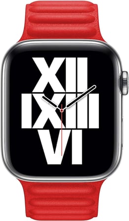 Lexroo Aple Watch Series 9 45mm için Kordon Leather Link Band Kırmızı [Watch Series 9 - Kırmızı]