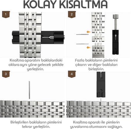 Lexroo Huawei ile Uyumlu Prestige Model 22mm Çelik Kordon GT6/GT6 Pro/GT5/GT5 Pro/GT4/GT3/GT3