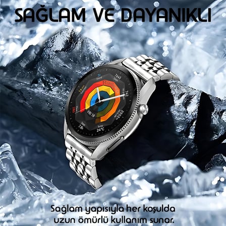 Lexroo Huawei ile Uyumlu Prestige Model 22mm Çelik Kordon GT6/GT6 Pro/GT5/GT5 Pro/GT4/GT3/GT3