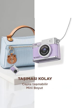 Lexroo Mini Dijital Kamera Selfie Video Vlog Kamerası Mini Anahtarlık 1080P CMR35 Mor