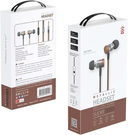 Lexroo Metalik Stereo Mikrofonlu Kulaklık 1.2m Kahverengi GM-999K