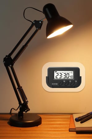 Lexroo 2li SET Masa Lambası + Kronometreli Pomodoro Ders Çalışma Masa Lambası (Siyah 811)