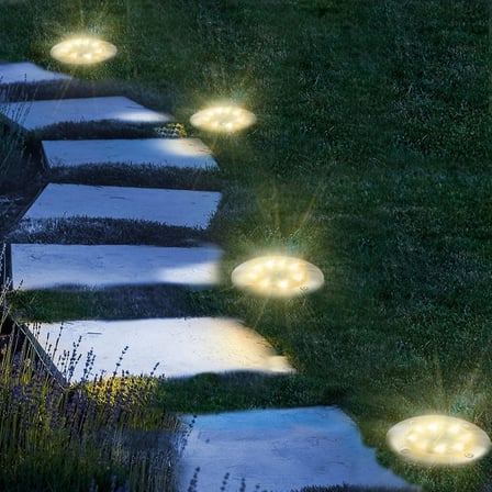 Lexroo Solar Lights dış mekan bahçe tavan lambası, güneş enerjisiyle çalışan 8 LED, peyzaj