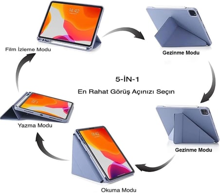 Lexroo iPad Air 11 M4 için Kılıf A2902 11 inç Kalem Koyma Bölmeli, Stand Olan
