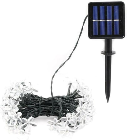 Lexroo Çiçek Desenli 30 Led li Solar Bahçe Lambası Güneş Enerjili 2 Fonksiyonlu Bahçe Led